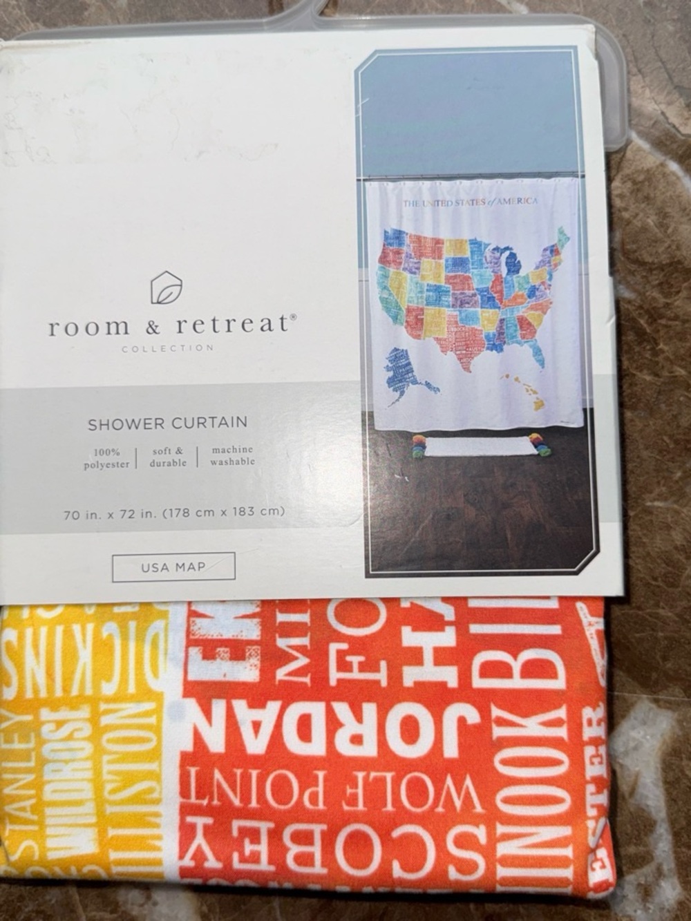 Room & Retreat USA Map Multicolor Shower Curtain - Multicolor